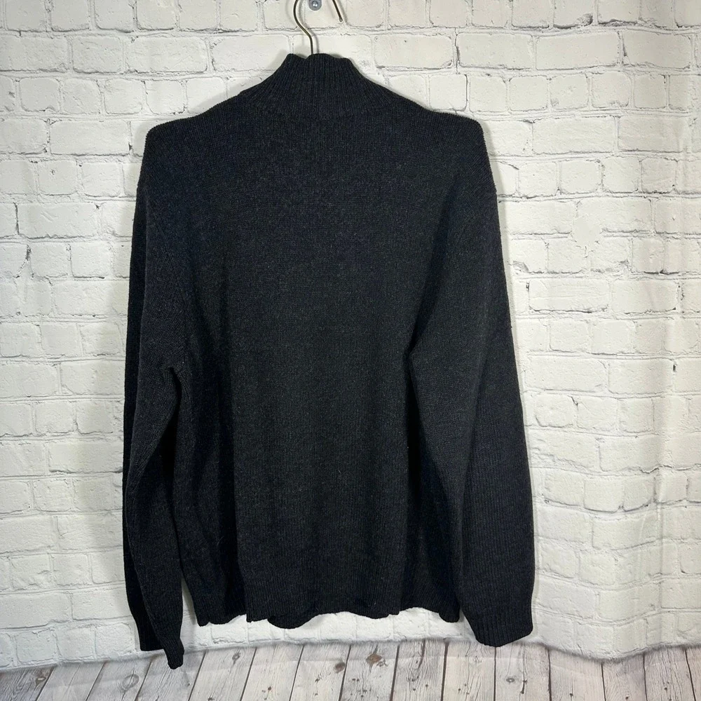 VTG Polo Ralph Lauren Mens XXL Charcoal Grey 100% Lambswool Quarter Zip Sweater